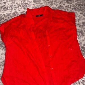 Ralph Lauren Bright Red Casual Button Down Shirt women’s 2x